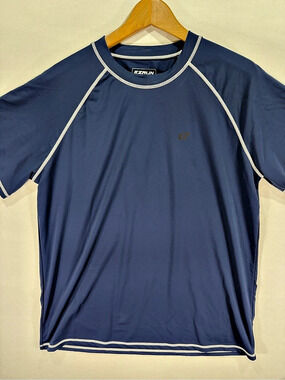 EZRUN Men's Athletic Short Sleeve T-Shirt / UPF 50+ Swim Shirt Blue Large